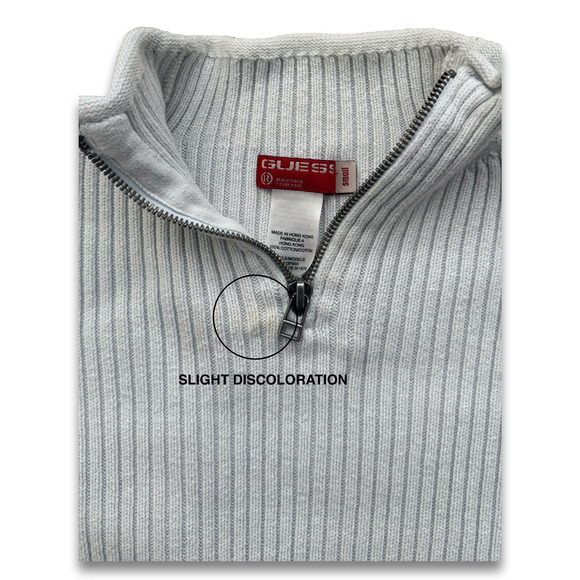 Small Guess Jeans Zip Up Neck Pullover Sweater Light Sky Blue 100% Cotton - Picture 4 of 11